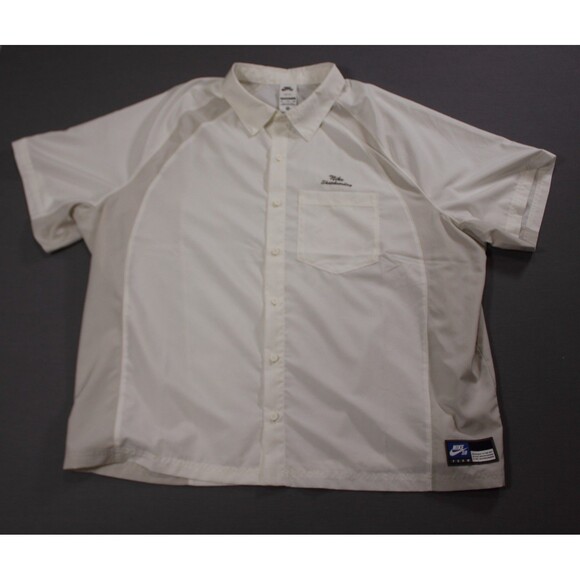 Men Nike SB Short Sleeve Button Bowler Shirt White Skateboard Oversized Fit XXL - Picture 1 of 12